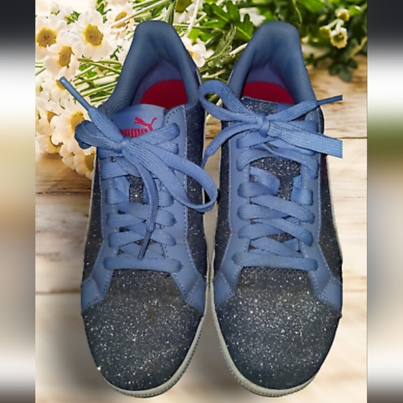 Puma Womens Athletic Shoes Light Blue Sparkle Glitter Silver Gray Sz 5.5 - Picture 3 of 6